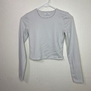 BABATON CONTOUR Long Sleeve Crop Top Ivory Size Small NWOT